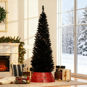 Slim Xmas Tree with Realistic Branch Tips and Plastic Stand