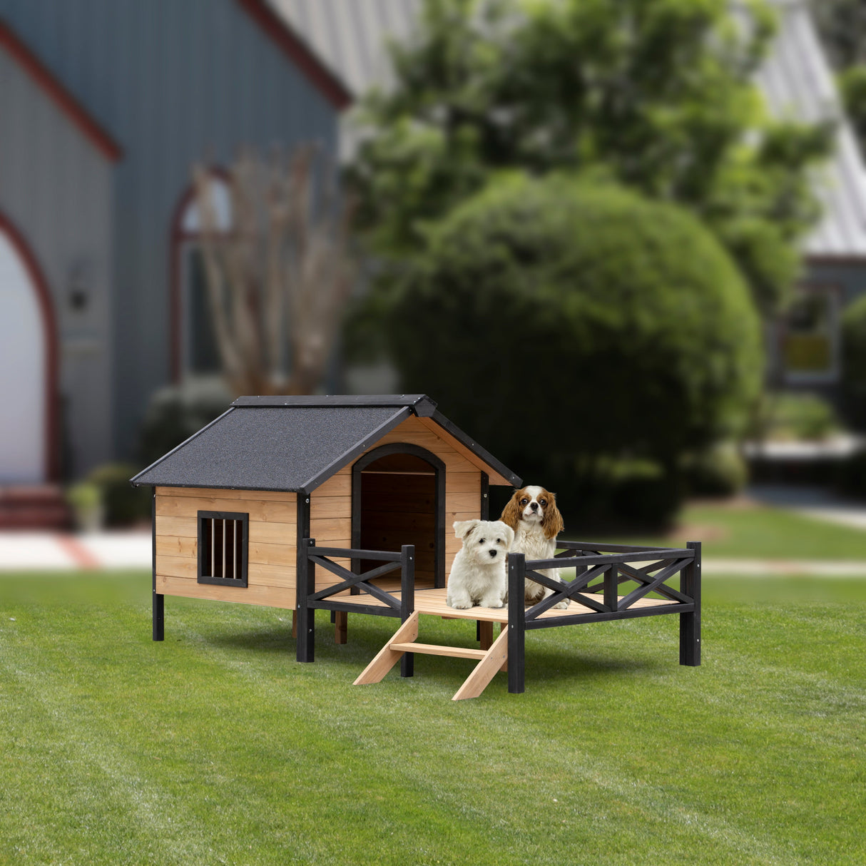 Outdoor-Large-Wooden-Cabin-House-Style-Dog-Kennel-with-Porch-Dog-House