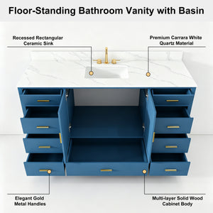 60" Modern Solid Wood Bathroom Vanity with Sink