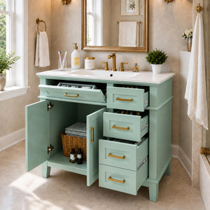 36" Light Green Bathroom Vanity