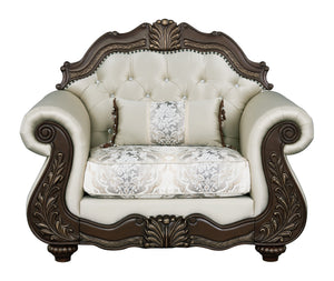 Pierce 2-Piece Traditional Living Room Set, Upholstered Loveseat and Accent Chair with Carved Wood Frame