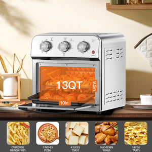 Family Size Air Fryer Toaster Oven Combo, 13QT, Stainless Steel