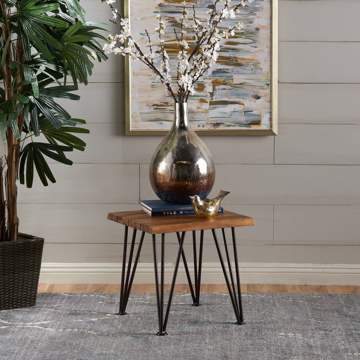 Zenith - Outdoor Industrial Accent Table (Set of 2) - Teak - Best Buy Furniture
