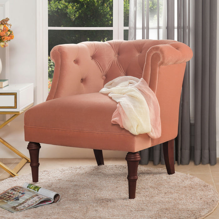 Tufted Accent Chair with Barrel Back - Yellow