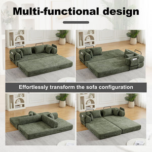 Convertible Sleeper Sofa Bed With Cylindrical Pillow