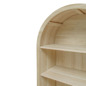 Arched Kitchen Pantry, Modern Farmhouse Wood Kitchen Storage Cabinets, Arched Storage Display Cabinet With Adjustable Shelves, Versatile Cupboard For Kitchen, Dining Room, Living Room - Natural