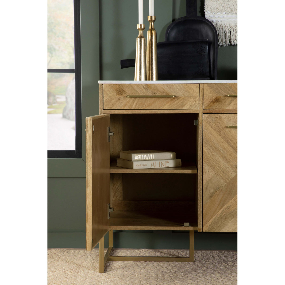 Paloma - 3 Door Herringbone Accent Cabinet - Natural