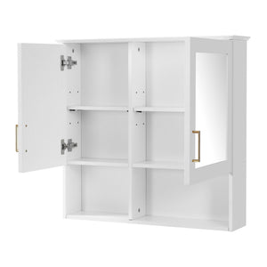 2 In 1 Wall-Mounted Mirror Cabinet With Adjustable Shelves, Soft-Close Doors, High-Definition Mirror & Storage