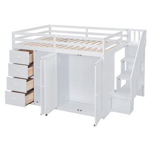 Loft Bed With Built In Wardrobes, Cabinets And Drawers
