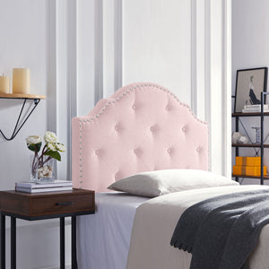 Flanner - Contemporary Fabric Upholstered Twin Headboard - Blush - Best Buy Furniture