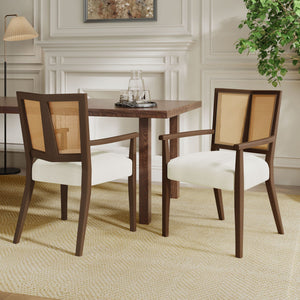 Mid Century Modern Arm Dining Chairs With Rattan Backrest - Best Buy Furniture
