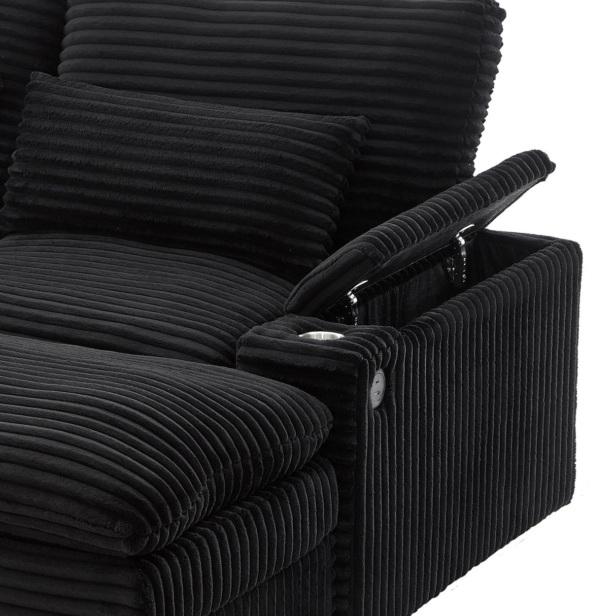 Convertible Loveseat Sofa With Storage, USB Ports, Cup Holders