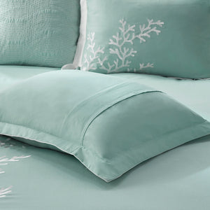 Oversized Cotton Jacquard Comforter Set Aqua King