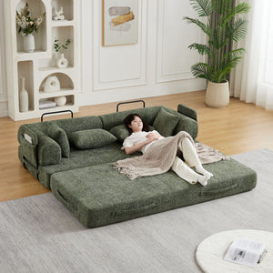 Convertible Sleeper Sofa Bed With Cylindrical Pillow