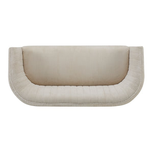 Corduroy Recessed Arm Loveseat (Beige + Walnut)