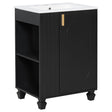 Classic Retro Bathroom Vanity With Sink, Door Shelf, Side Open Storage Frame - Best Buy Furniture