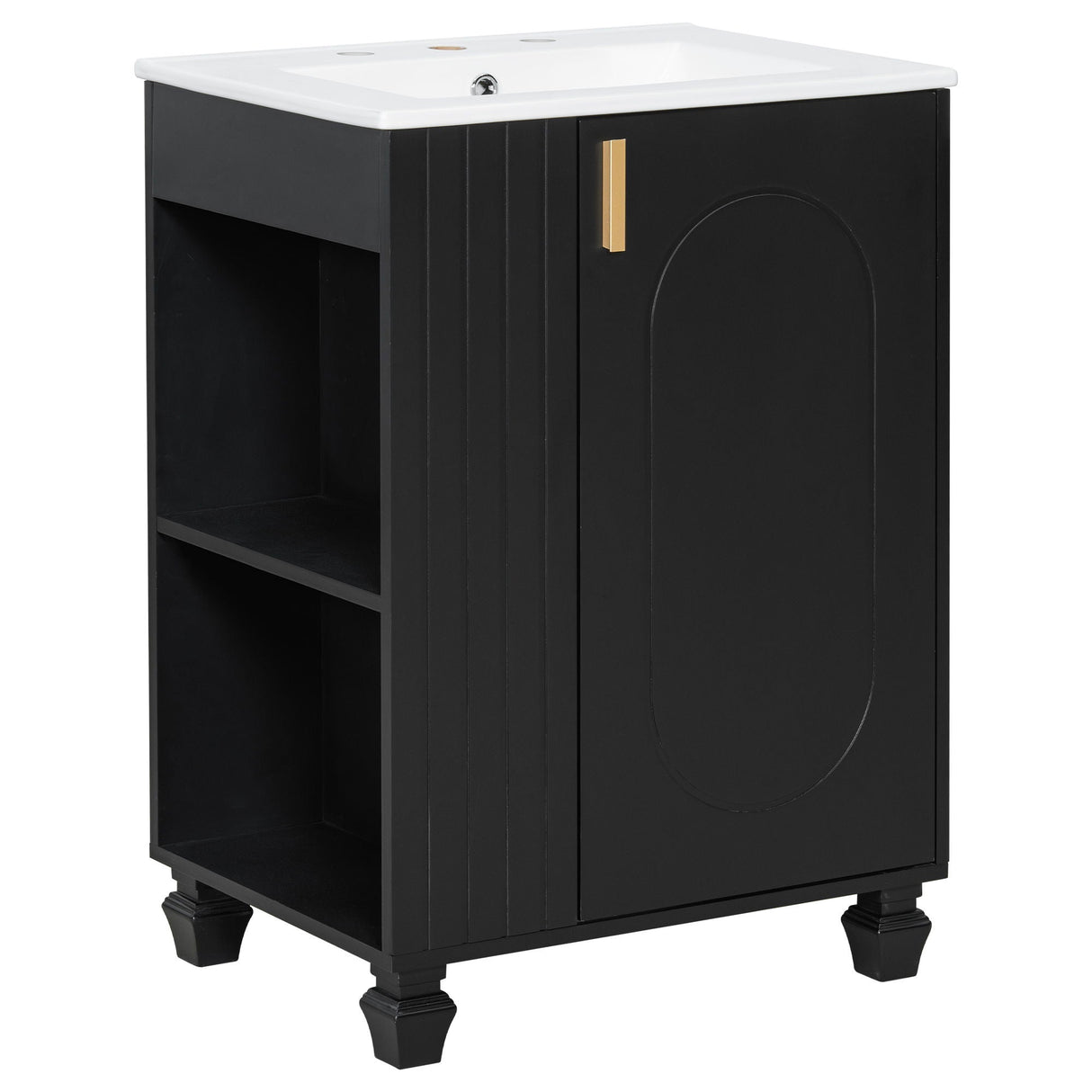 Classic Retro Bathroom Vanity With Sink, Door Shelf, Side Open Storage Frame - Best Buy Furniture