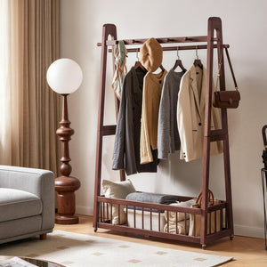 Solid Wood Freestanding Clothing Garment Rack