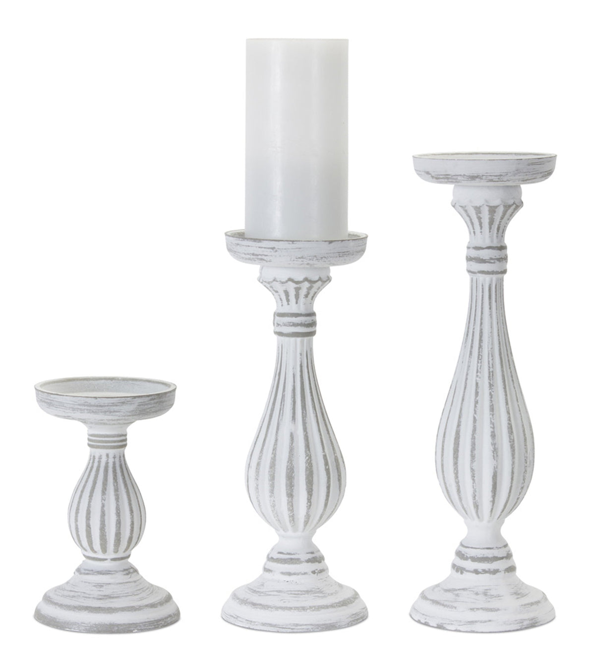Traditional-white-washed-wooden-candle-holder-(set-of-3)-Candle-Holders
