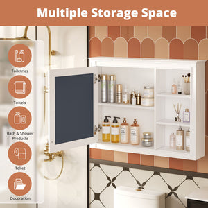 Wall Mounted Medicine Cabinet With Mirror, Adjustable Shelf - White