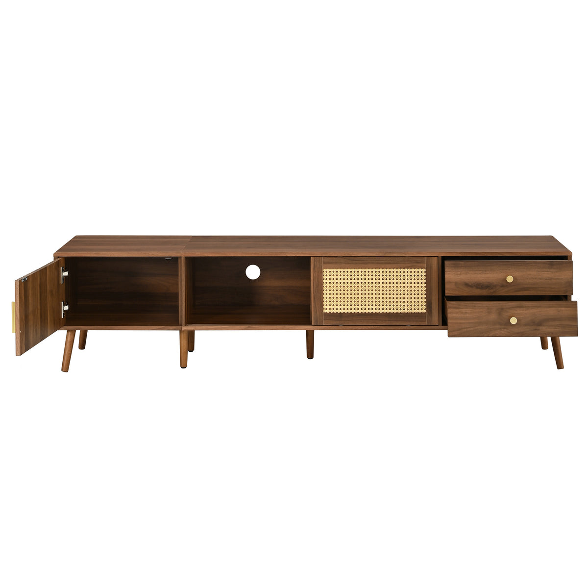 76" Modern Rattan Doors TV Stand