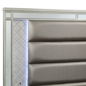 Modern Panel Bed with Tufted Design and Integrated LED Lighting