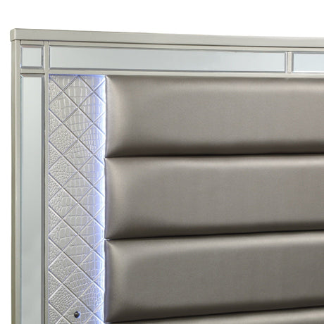 Modern Panel Bed with Tufted Design and Integrated LED Lighting