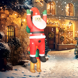 Outsunny 7FT Hanging Christmas Inflatable Santa with Dog