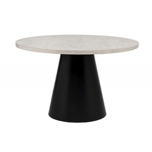 Dining Set With Round Table And 4 Upholstered Chairs - Black / Gray