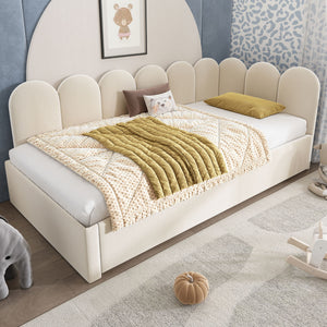 Upholstered Daybed With Metal Slatted Base