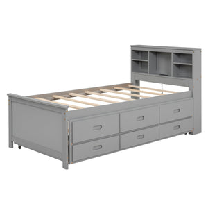 Platform Bed With Storage Headboard, USB, Trundle And 3 Drawers