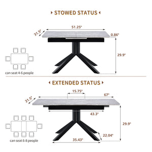 Rectangular Dining Table With Geometric Legs For Dining Room - Light Gray