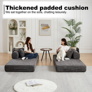 Convertible Sleeper Sofa Bed With Cylindrical Pillow