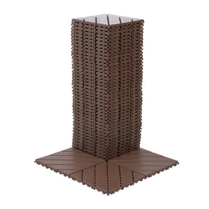 Interlocking Deck Waterproof Outdoor Patio Tiles (Set of 44) - Brown