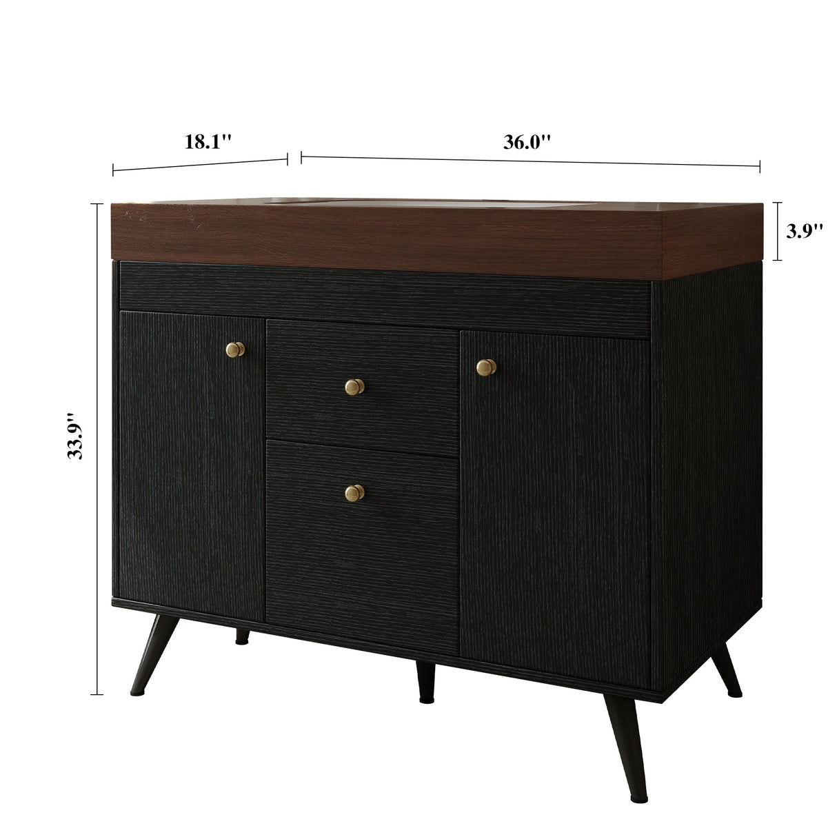 36" Modern Freestanding Bathroom Vanity with Sintered Stone Top, Ceramic Sink & Smart Storage