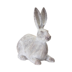 White Washed Rabbit Statue (Set of 2)