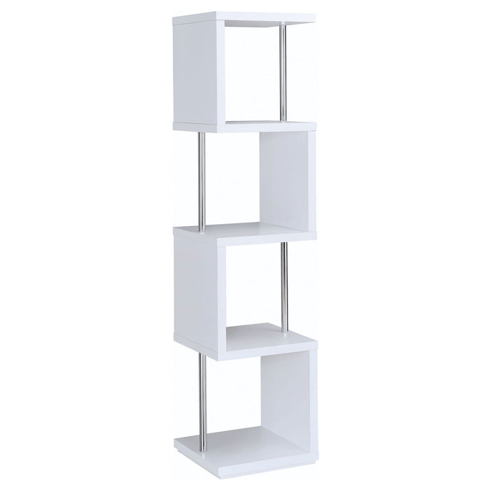 4 Tier Bookcase with Accents – Metal Supports – White or Black