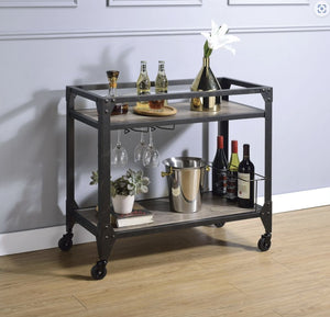 Jorgensen - Serving Cart - Rustic Oak / Charcoal - Best Buy Furniture