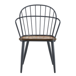 Contemporary Indoor Dining Set With Metal Legs, Birch, And Metal - Black / Natural