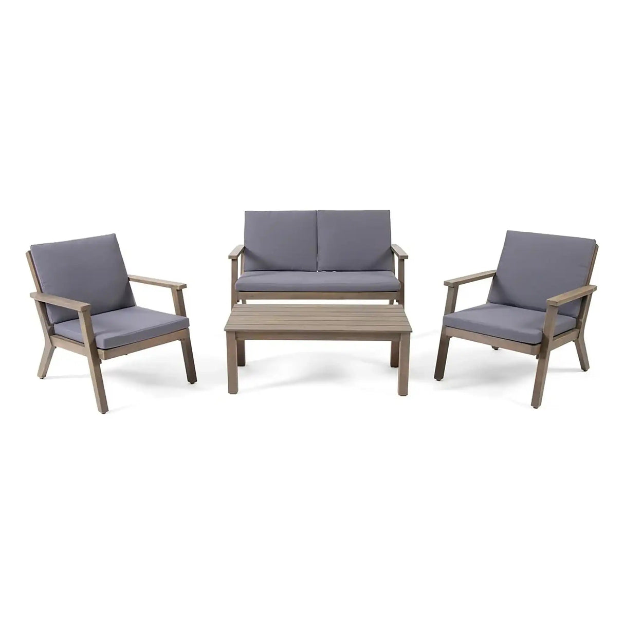 Avacyn - Outdoor Acacia Wood 4 Seater Chat Set With Cushions - Best Buy Furniture