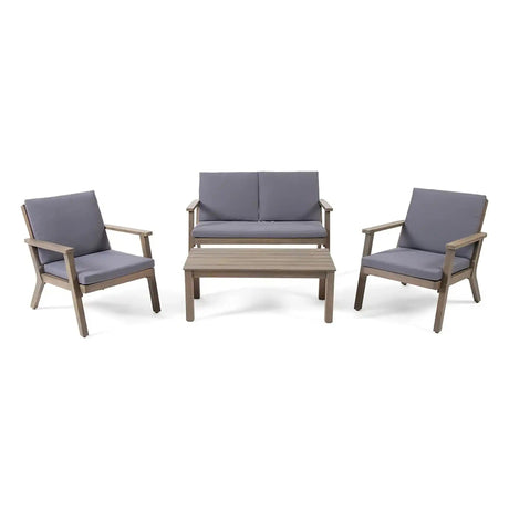 Avacyn - Outdoor Acacia Wood 4 Seater Chat Set With Cushions - Best Buy Furniture