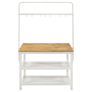 Cowichan - Kitchen Island Counter Table With Pot Rack - White