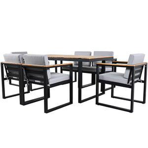 7 Pieces Outdoor Dining Set Patio Dining Table And Chair Set With And Removable Cushions For Patio