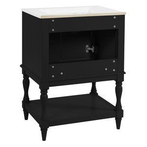 Modern Bathroom Vanity With Sink, Rectangular Cabinet With Open Shelf And Closed Storage