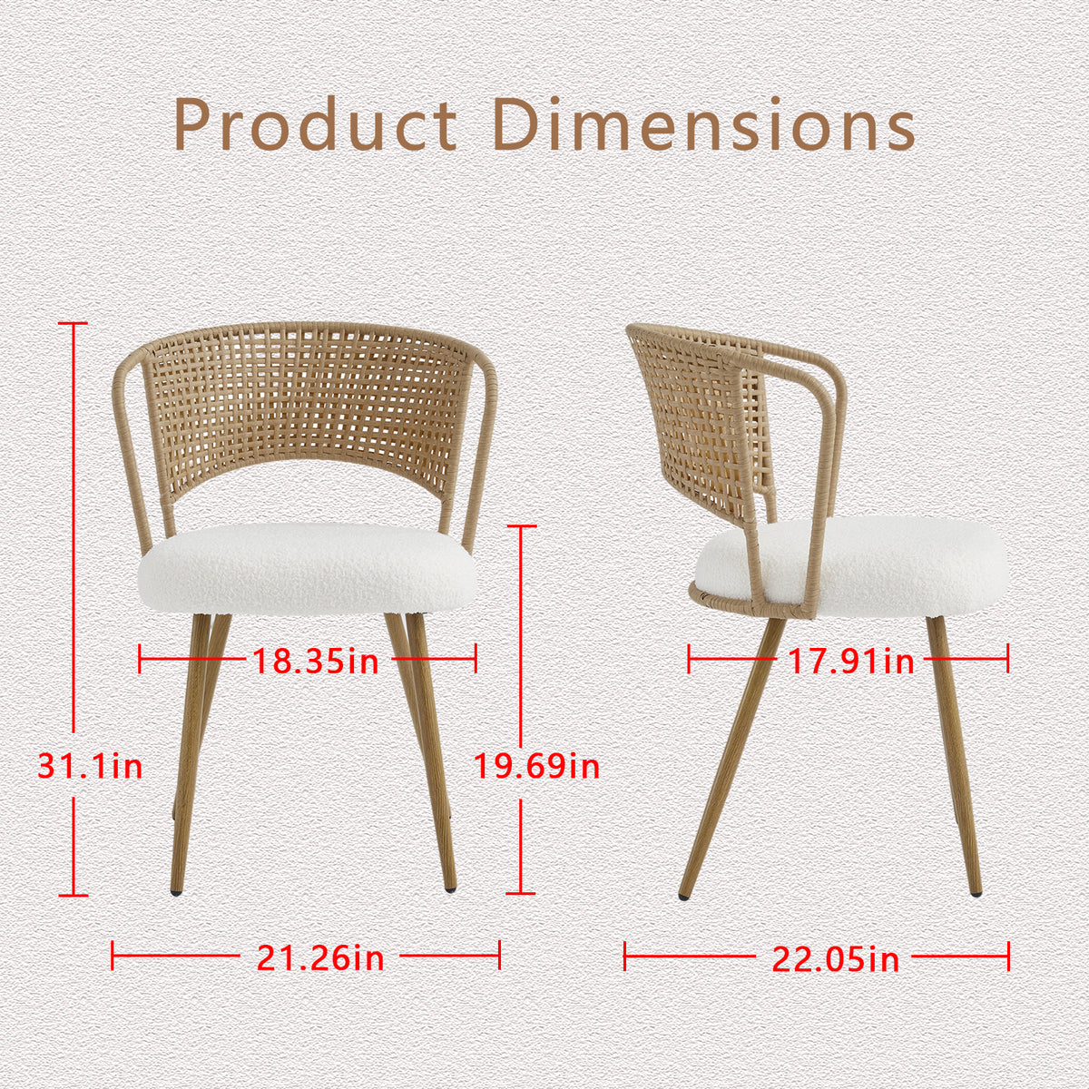 Wicker Dining Chairs - 2-Piece Set - Farmhouse Style