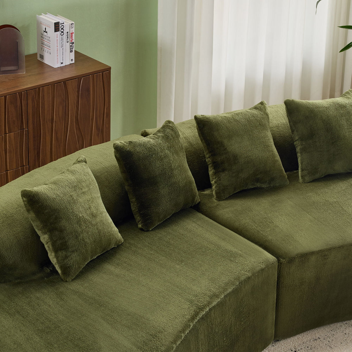 Modern Curved Sofa With Pillows