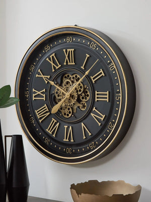 Dairton - Wall Clock - Black / Gold Finish - Best Buy Furniture