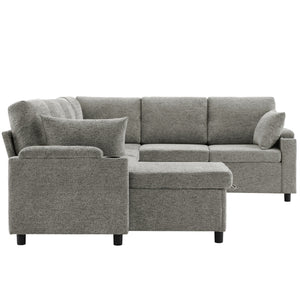 U-Shaped Sectional Sleeper Sofa With Ample Storage Space, 2 Cup Holders And Charging Ports For Living Room
