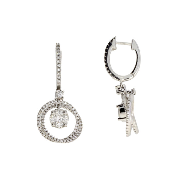 1.00ct Diamond Dangle Earrings 14KT White Gold