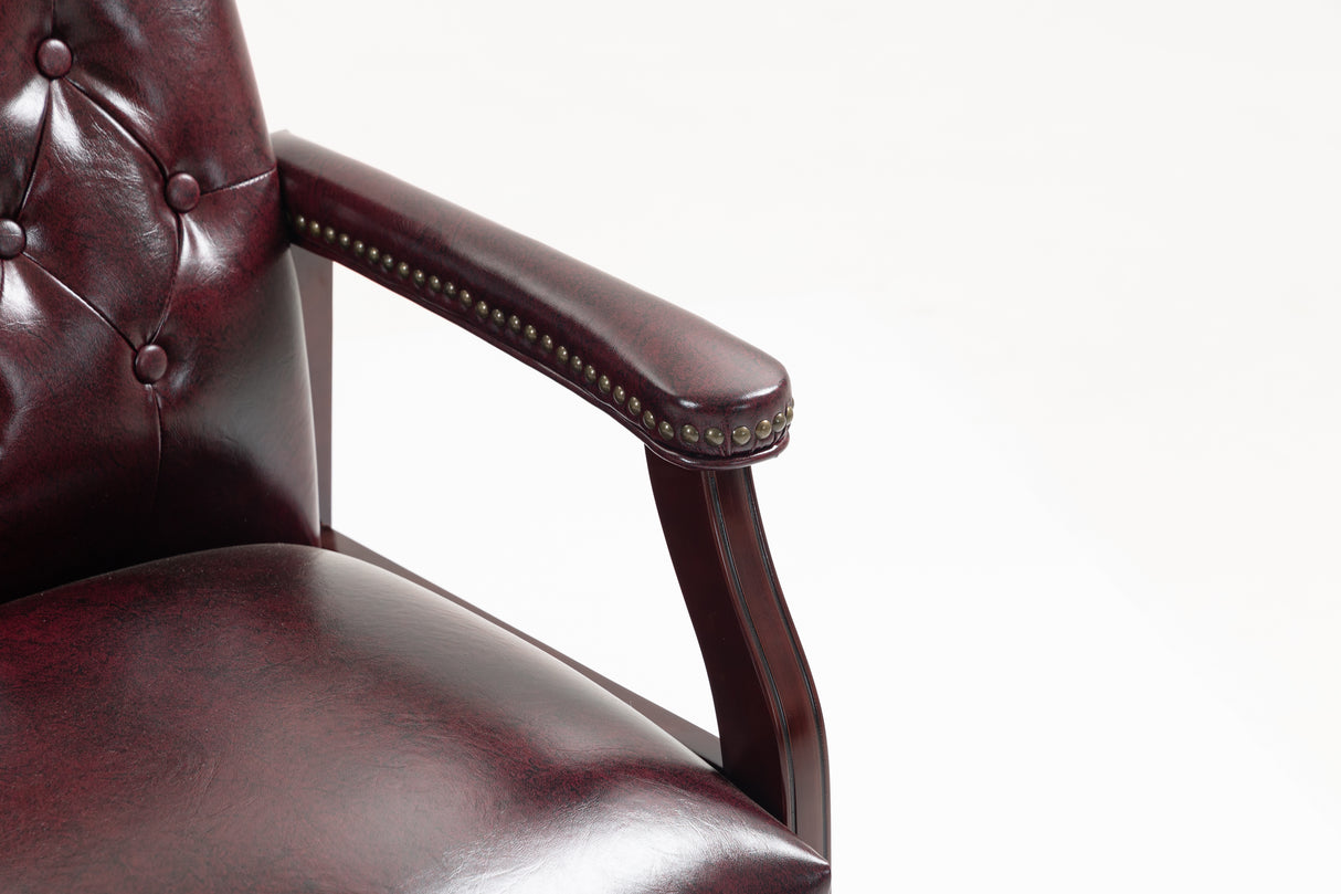 Burgundy Leather Reception Guest Chairs